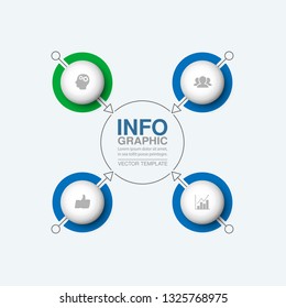 Vector infographic template for circular diagram, graph, presentation, chart, business concept with 4 options.