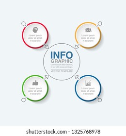 Vector infographic template for circular diagram, graph, presentation, chart, business concept with 4 options.