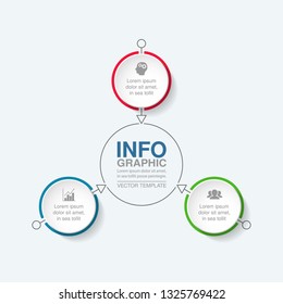 Vector infographic template for circular diagram, graph, presentation, chart, business concept with 3 options.