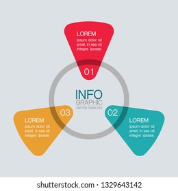 Vector infographic template for circular diagram, graph, presentation, chart, business concept with 3 options.