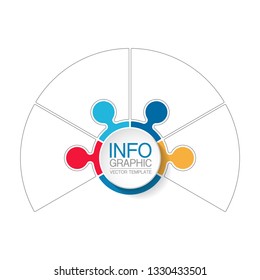 Vector infographic template for circular diagram, graph, presentation, chart, business concept with 4 options.