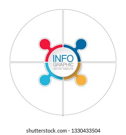 Vector infographic template for circular diagram, graph, presentation, chart, business concept with 4 options.