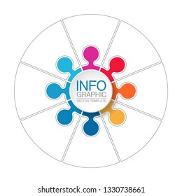 Vector infographic template for circular diagram, graph, presentation, chart, business concept with 8 options.