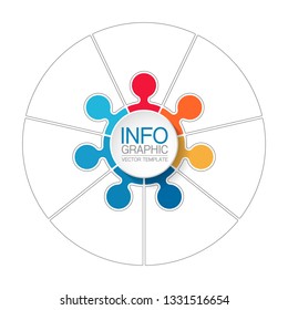 Vector infographic template for circular diagram, graph, presentation, chart, business concept with 7 options.