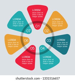 Vector infographic template for circular diagram, graph, presentation, chart, business concept with 7 options.