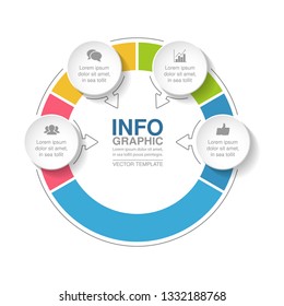 Vector infographic template for circular diagram, graph, presentation, chart, business concept with 4 options.