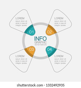 Vector infographic template for circular diagram, graph, presentation, chart, business concept with 4 options.