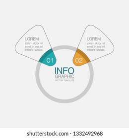 Vector infographic template for circular diagram, graph, presentation, chart, business concept with 2 options.