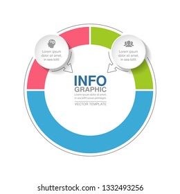 Vector infographic template for circular diagram, graph, presentation, chart, business concept with 2 options.