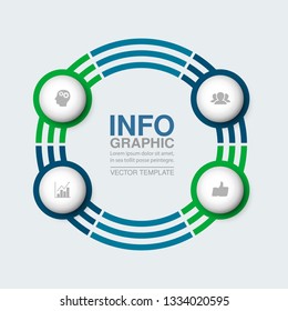 Vector infographic template for circular diagram, graph, presentation, chart, business concept with 4 options.