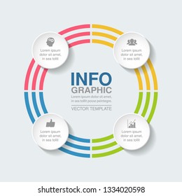 Vector infographic template for circular diagram, graph, presentation, chart, business concept with 4 options.