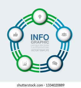 Vector infographic template for circular diagram, graph, presentation, chart, business concept with 5 options.
