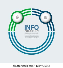Vector infographic template for circular diagram, graph, presentation, chart, business concept with 2 options.