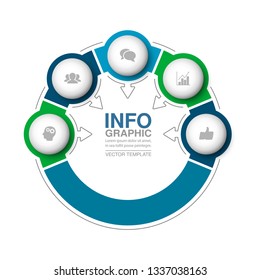 Vector infographic template for circular diagram, graph, presentation, chart, business concept with 5 options.