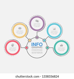 Vector infographic template for circular diagram, graph, presentation, chart, business concept with 5 options.