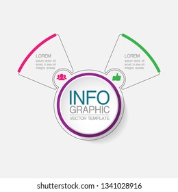 Vector infographic template for circular diagram, graph, presentation, chart, business concept with 2 options.