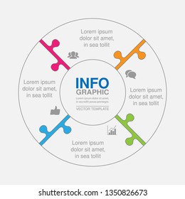 Vector infographic template for circular diagram, graph, presentation, chart, business concept with 4 options.