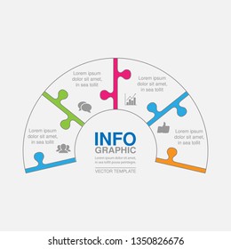 Vector infographic template for circular diagram, graph, presentation, chart, business concept with 4 options.