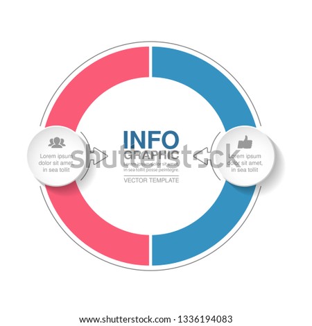 Vector infographic template for circular diagram, graph, presentation, chart, business concept with 2 options.