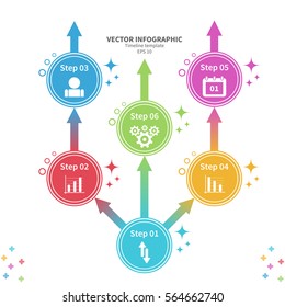Vector infographic template with circular elements and business icons. Modern stylized commercial concept on the white background.