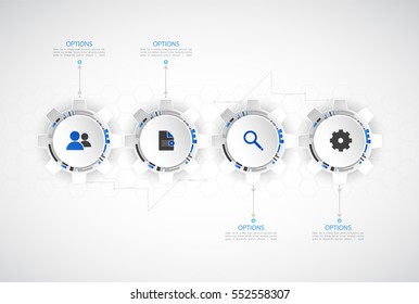 Vector infographic template with cogwheels. Business concept with options. Vector