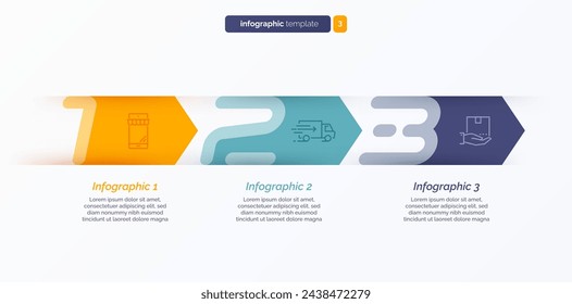 Vector infographic template composed of 3 numbered arrows.