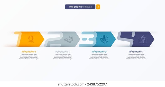 Vector infographic template composed of 4 numbered arrows.