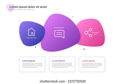 Vector infographic template composed of three abstract shapes.