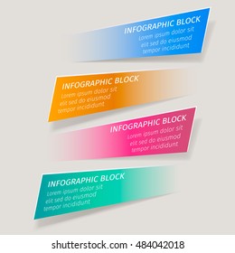 Vector infographic template. Cut strips with shadows.