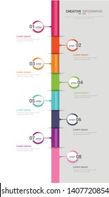 Vector infographic. Template for cycle diagram, graph, presentation and round chart. Business concept with 8 options, parts, steps or processes. Data visualization.