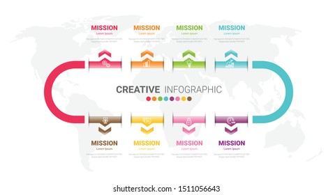 Vector infographic. Template for cycle diagram, graph, presentation and round chart. Business concept with 8 options, parts, steps or processes. Data visualization.