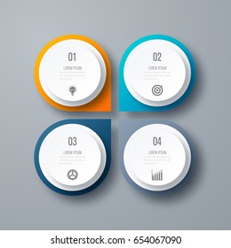 Vector for infographic. Template for cycle diagram, graph, presentation and round chart. Business concept with 4 options, parts, steps or processes. Data visualization.
