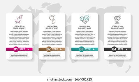 Vector infographic template. Data visualization with icons and arrows for 4 steps. Can be used for diagram, flowchart, banner, business report, flow chart or info graph
