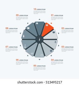 Vector infographic template with decagon 10 options