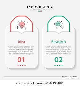 Vector infographic template design. 2 Step timeline journey. Process diagram, 2 options on white background, Infograph elements vector illustration.