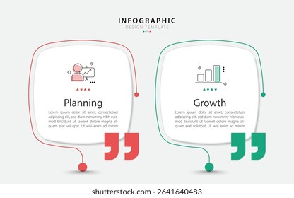 Vector infographic template design. 2 Step timeline journey. Process diagram, 2 options on white background, Infograph elements vector illustration.