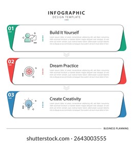 Vector infographic template design. 3 Step timeline journey. Process diagram, 3 options on white background, social media post, Infograph elements vector illustration.