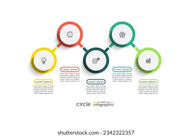 Diseño de plantillas de infografía vectorial con 5 pasos