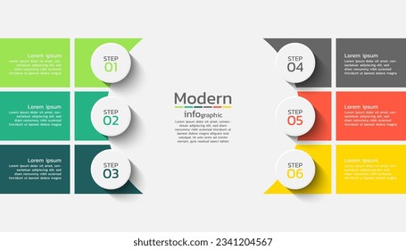 Diseño de plantillas de infografía vectorial con 6 pasos