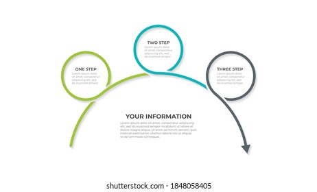 Vector infographic template design with arrows and 3 options or steps. Can be used for annual report, info chart, web design.