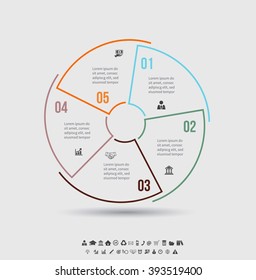 Vector infographic template. Design business concept for presentation, graph and diagram. 5 options, parts, steps or processes. Vector EPS10.