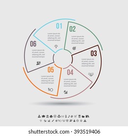 Vector infographic template. Design business concept for presentation, graph and diagram. 6 options, parts, steps or processes. Vector EPS10.