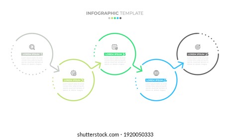 Vector infographic template design with circle and arrows. Business concept with 5 options or steps. Can be used for workflow diagram, info chart, web design.