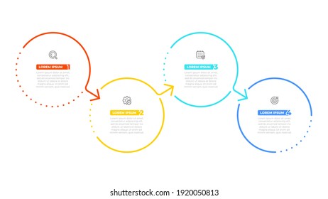 Vector Infographic Template Design With Circle And Arrows. Business Concept With 4 Options Or Steps. Can Be Used For Workflow Diagram, Info Chart, Web Design.