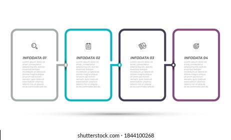 Vector infographic template design with icon and thin line processes. Business concept with 4 options or steps.