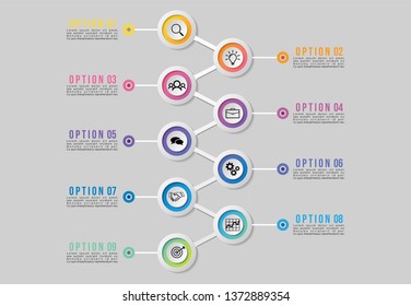 Vector Infographic Template Design with Options and steps. Business Data Visualization Timeline with Marketing Icons most useful can be used for presentation, diagrams, annual reports, workflow layout