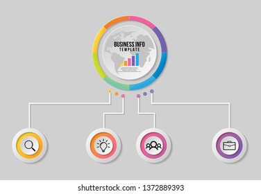 Vector Infographic Template Design with Options and steps. Business Data Visualization Timeline with Marketing Icons most useful can be used for presentation, diagrams, annual reports, workflow layout