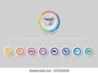 Vector Infographic Template Design with Options and steps. Business Data Visualization Timeline with Marketing Icons most useful can be used for presentation, diagrams, annual reports, workflow layout