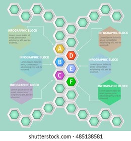 Vector infographic template. Vector design from six-sided honeycombs.