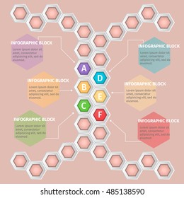 Vector infographic template. Vector design from six-sided honeycombs.
